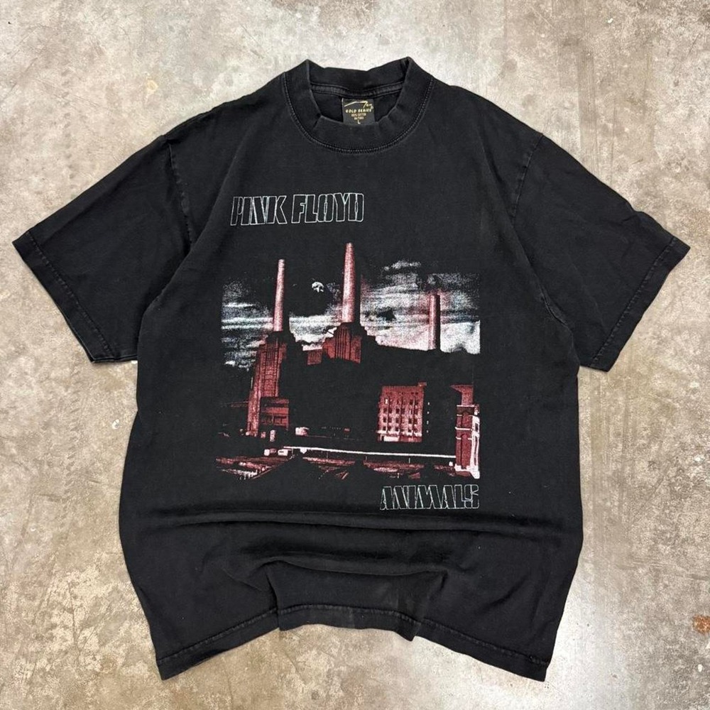 Vintage Pink Floyd Animals Band Tee Shirt Y2K Black Graphic Rock Large